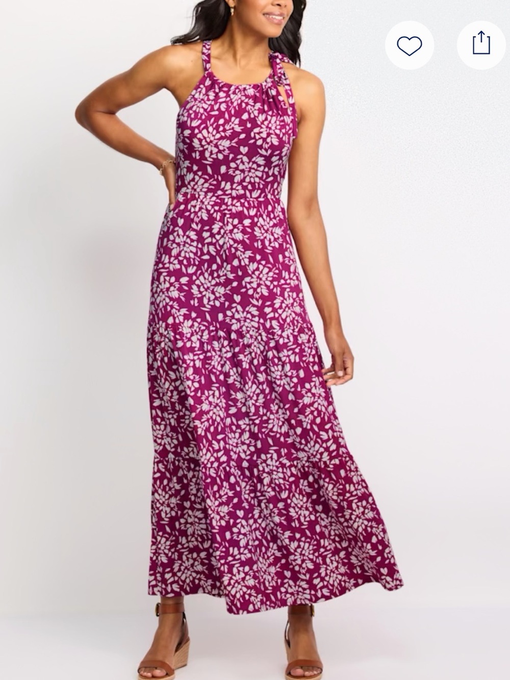 Gilli Whitney Knit Tiered Keyhole Back Maxi Dress Pink Floral XLP